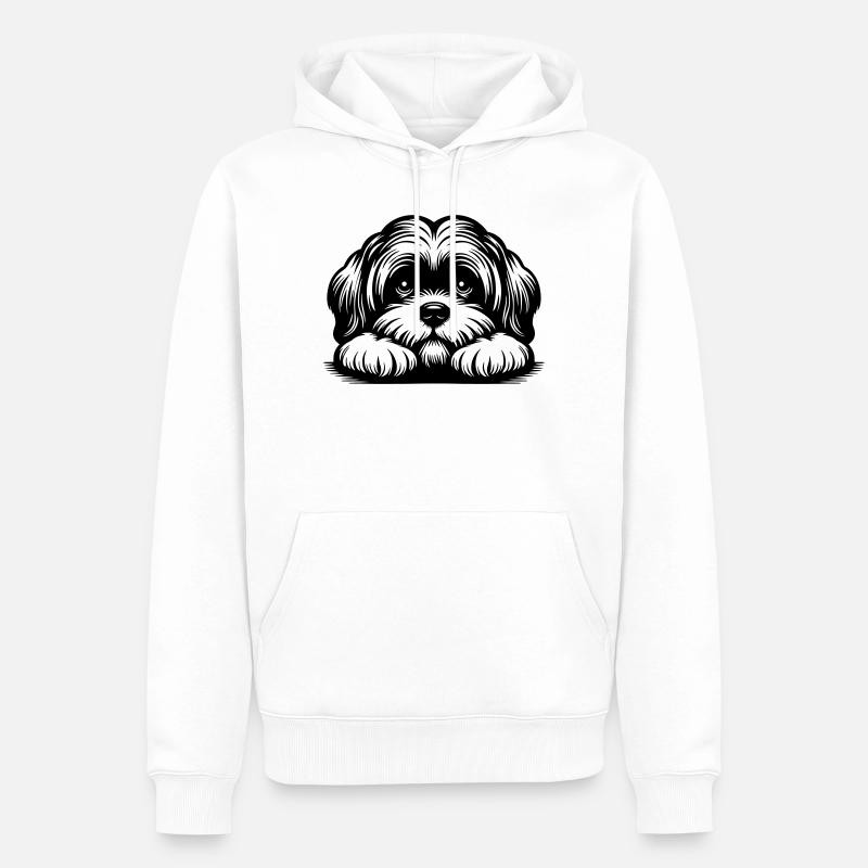 Lhasa Apso Kopf mit Pfoten - Männer Premium Bio Hoodie - Weiß