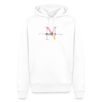 N | Monogramm | Name | Naila |Watercolor - Männer Premium Bio Hoodie - Weiß - Vorne - Nico (187cm)