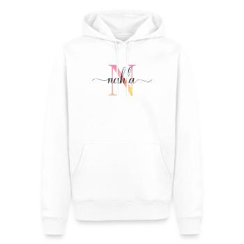 N | Monogramm | Name | Nahla |Watercolor - Männer Premium Bio Hoodie - Weiß - Vorne - Nico (187cm)