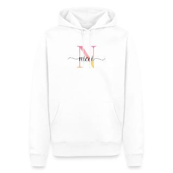 N | Monogram | Name | Nicci |Watercolor - Men’s Premium Organic Hoodie - white - Front - Nico (187cm)
