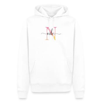 N | Monogramme | Nom | Nila |Aquarelle - Sweat à capuche Premium bio Homme - blanc - Devant - Nico (187cm)