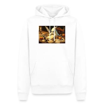 charmanter Geist schreibt Halloween-Einladungen - Männer Premium Bio Hoodie - Weiß - Vorne - Nico (187cm)