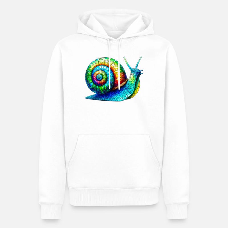 Escargot - Sweat à capuche Premium bio Homme - blanc