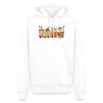 Halloween Kaffee Tee Retro Kürbis Kakao Herbst - Männer Premium Bio Hoodie - Weiß - Vorne - Nico (187cm)