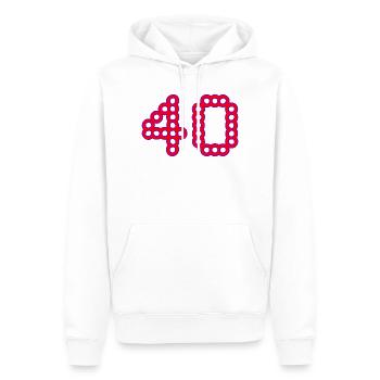 40. 40 ANS. 40e ANNIVERSAIRE. ANNIVERSAIRE 40 ANS. - Sweat à capuche Premium bio Homme - blanc - Devant - Nico (187cm)