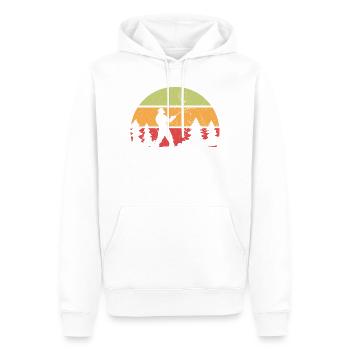 Fischer Retro Motiv mit Sonnenuntergang - Männer Premium Bio Hoodie - Weiß - Vorne - Nico (187cm)