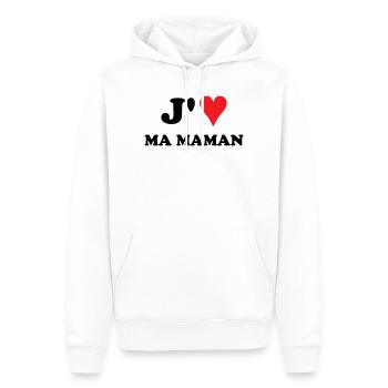J'aime ma maman - Sweat à capuche Premium bio Homme - blanc - Devant - Nico (187cm)