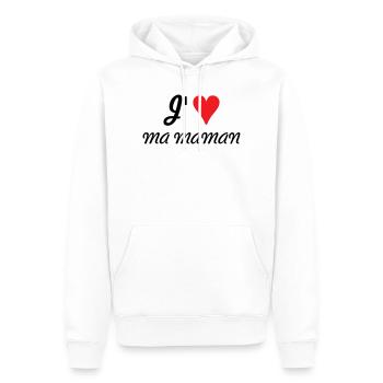 J'aime ma maman - Fête des Mères - Sweat à capuche Premium bio Homme - blanc - Devant - Nico (187cm)