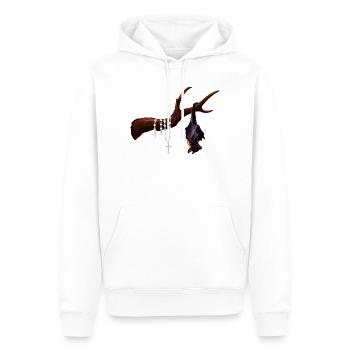 Flughund mit Ast, Rosenkränze, verschenken - Männer Premium Bio Hoodie - Weiß - Vorne - Nico (187cm)