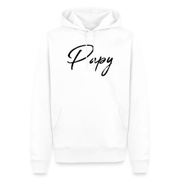 PAPY. FÊTE DES PÈRES. BONNE FÊTE PAPY. JE T'AIME. - Sweat à capuche Premium bio Homme - blanc - Devant - Nico (187cm)