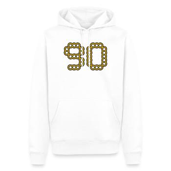 90. 90 ANS. 90e ANNIVERSAIRE. ANNIVERSAIRE 90 ANS. - Sweat à capuche Premium bio Homme - blanc - Devant - Nico (187cm)