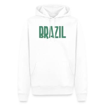 Brasilien Schriftzug Grün Kraft - Männer Premium Bio Hoodie - Weiß - Vorne - Nico (187cm)