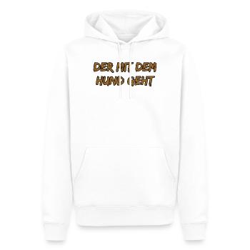 Der mit dem Hund geht - Männer Premium Bio Hoodie - Weiß - Vorne - Nico (187cm)