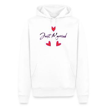 GERADE VERHEIRATET. Junggesellinnenabschied. VALENTINSTAG. PAAR - Männer Premium Bio Hoodie - Weiß - Vorne - Nico (187cm)