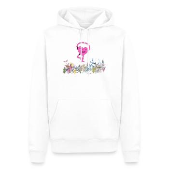 Coeur danseur sur jardin fleuri - Sweat à capuche Premium bio Homme - blanc - Devant - Nico (187cm)