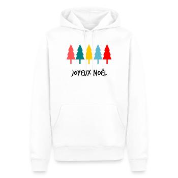 NOËL. JOYEUX NOËL. MERRY CHRISTMAS - Sweat à capuche Premium bio Homme - blanc - Devant - Nico (187cm)