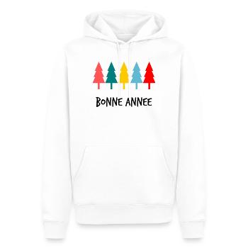 BONNE ANNEE. SAINT SYLVESTRE. MEILLEURS VOEUX - Sweat à capuche Premium bio Homme - blanc - Devant - Nico (187cm)