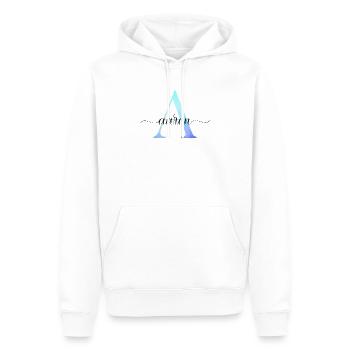 A| Monogramme | Nom | Aaron| Aquarelle - Sweat à capuche Premium bio Homme - blanc - Devant - Nico (187cm)