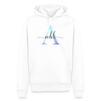 A| Monogramme | Nom | Addi | Aquarelle - Sweat à capuche Premium bio Homme - blanc - Devant - Nico (187cm)