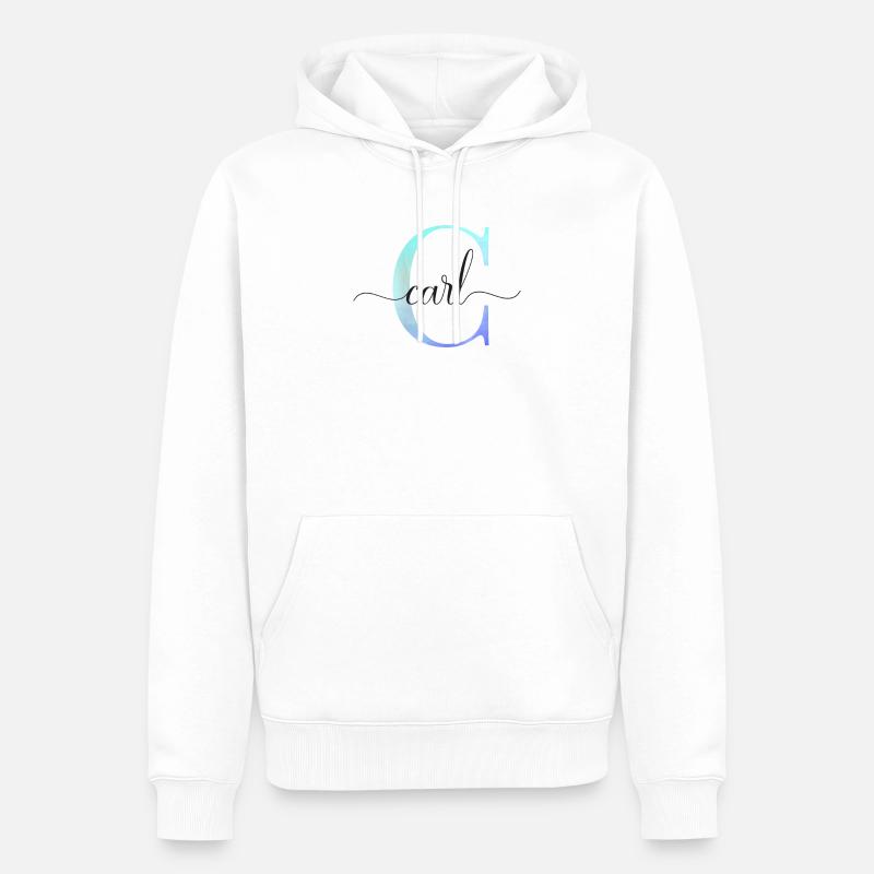 C| Monogramme | Nom | Carl | Aquarelle - Sweat à capuche Premium bio Homme - blanc