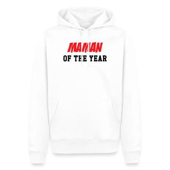 Maman de l'année - Fête des Mères - Sweat à capuche Premium bio Homme - blanc - Devant - Nico (187cm)