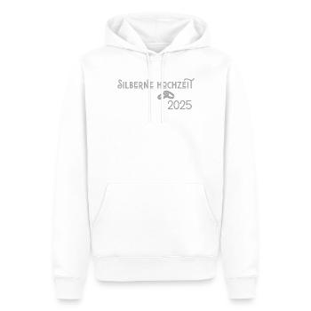 Silberne Hochzeit 2025 mit Ringen Jugendstil - Männer Premium Bio Hoodie - Weiß - Vorne - Nico (187cm)