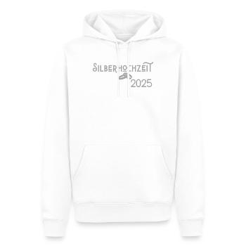 Silberhochzeit 2025 mit Ringen Jugendstil - Männer Premium Bio Hoodie - Weiß - Vorne - Nico (187cm)