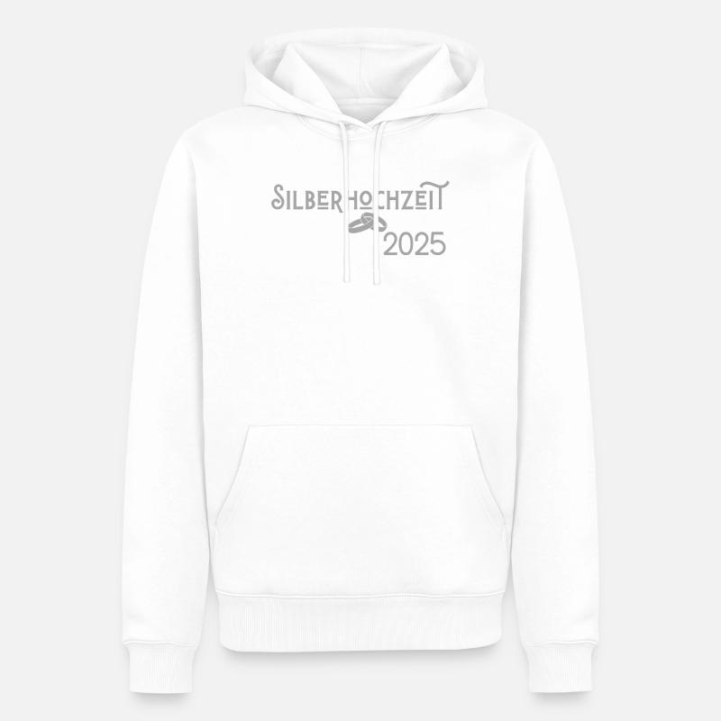 Silberhochzeit 2025 mit Ringen Jugendstil - Männer Premium Bio Hoodie - Weiß
