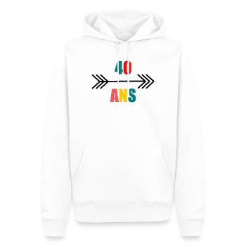 40. 40 YEARS. 40th ANNIVERSARY. 40 YEARS ANNIVERSARY. - Men’s Premium Organic Hoodie - white - Front - Nico (187cm)