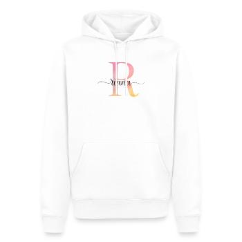 L | Monogramme | Nom | Riana |Aquarelle - Sweat à capuche Premium bio Homme - blanc - Devant - Nico (187cm)