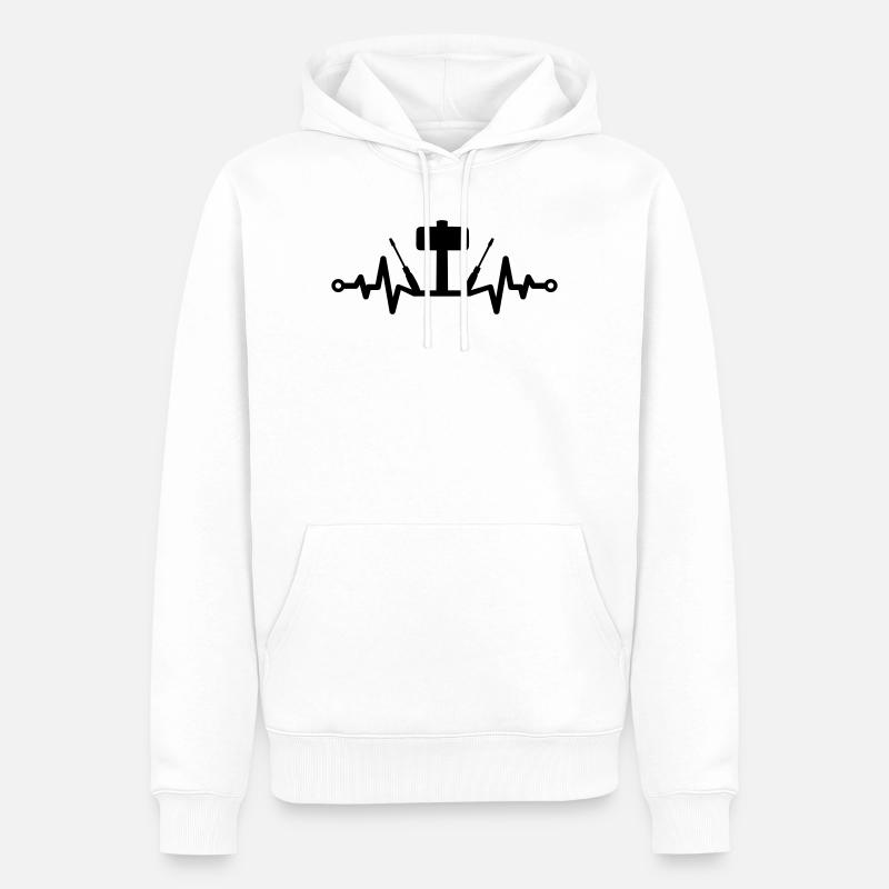 Werkzeug Herzschlag – Hammer und Schraubendreher - Männer Premium Bio Hoodie - Weiß