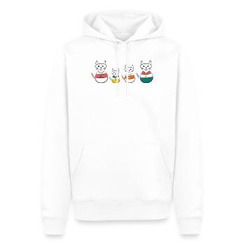 anniversaire. anniversaire décennie. humour. drôle - Sweat à capuche Premium bio Homme - blanc - Devant - Nico (187cm)