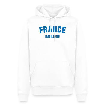 BANLIEUE France - Sweat à capuche Premium bio Homme - blanc - Devant - Nico (187cm)