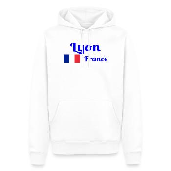 Lyon France- Imprimés stylés - Sweat à capuche Premium bio Homme - blanc - Devant - Nico (187cm)