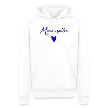 MEISTER. MEISTER. VIELEN DANK. DANKE, MEISTER. MEISTER - Männer Premium Bio Hoodie - Weiß - Vorne - Nico (187cm)