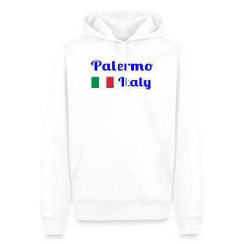Palerme, Italie - Imprimés élégants - Sweat à capuche Premium bio Homme - blanc - Devant - Nico (187cm)