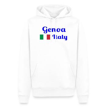 Gênes Italia - Imprimés élégants - Sweat à capuche Premium bio Homme - blanc - Devant - Nico (187cm)