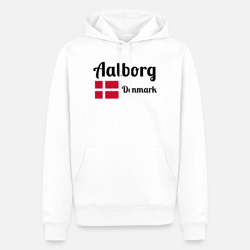 Aalborg, Danemark - Imprimés élégants - Sweat à capuche Premium bio Homme - blanc