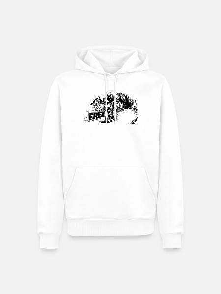 Motorrad frei Berge Dolomiten Biker Symbol Logo - Männer Premium Bio Hoodie - Weiß