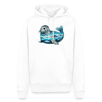 Seal - Men’s Premium Organic Hoodie - white - Front - Nico (187cm)
