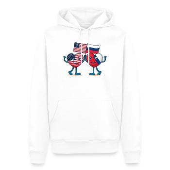 Amerika und Russland Herzen - Männer Premium Bio Hoodie - Weiß - Vorne - Nico (187cm)