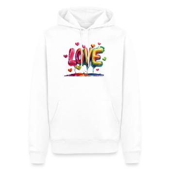Bunte Love-Ballon Schrift - Männer Premium Bio Hoodie - Weiß - Vorne - Nico (187cm)