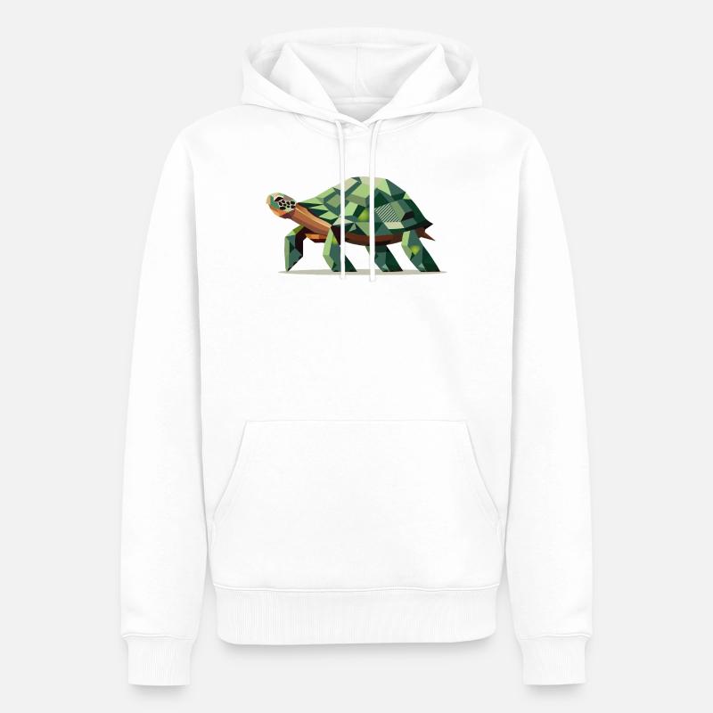 Stylized turtle in polygonal design - Men’s Premium Organic Hoodie - white