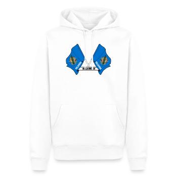 Zwei Flaggen mit dem Text OKLAHOMA - Männer Premium Bio Hoodie - Weiß - Vorne - Nico (187cm)