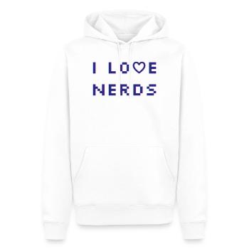 J’adore les nerds - Sweat à capuche Premium bio Homme - blanc - Devant - Nico (187cm)
