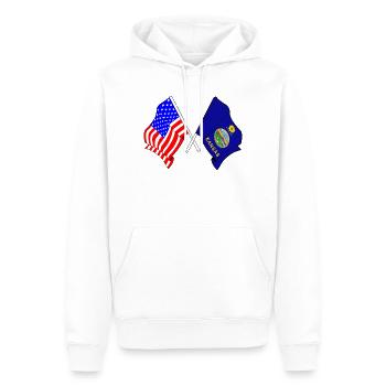 Drapeau des États-Unis et de l’État du Kansas franchi - Sweat à capuche Premium bio Homme - blanc - Devant - Nico (187cm)