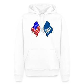 Drapeau des États-Unis et de l’État de Lousiane franchi - Sweat à capuche Premium bio Homme - blanc - Devant - Nico (187cm)