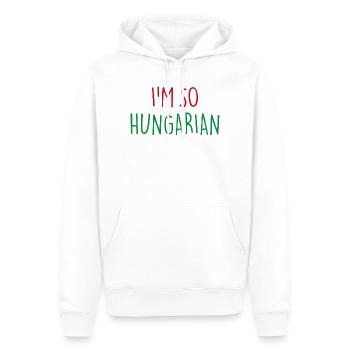 JE SUIS TELLEMENT HONGROIS Hongrie hongroise - Sweat à capuche Premium bio Homme - blanc - Devant - Nico (187cm)