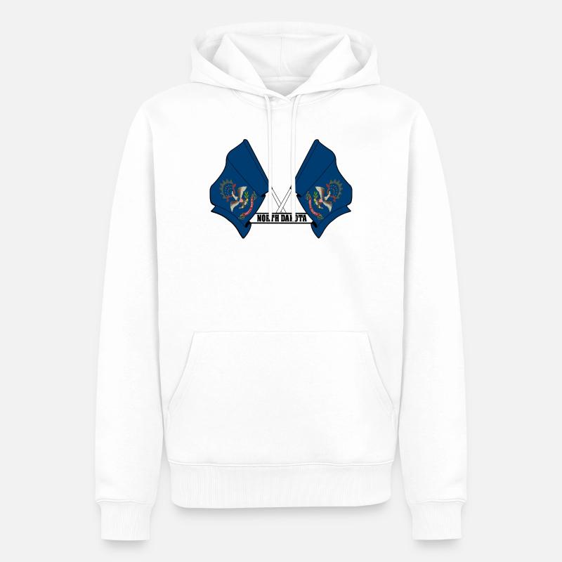 wee flags text NORTH DAKOTA - Männer Premium Bio Hoodie - Weiß