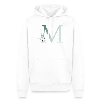M Monogram, Floral, Personnalisable - Sweat à capuche Premium bio Homme - blanc - Devant - Nico (187cm)